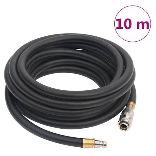 vidaXL h&uuml;briid &otilde;huvoolik, must, 0,6" 10 m, kumm ja PVC