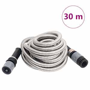 Vrtna cev s pršilno šobo srebrna 0,6" 30 m nerjaveče jeklo