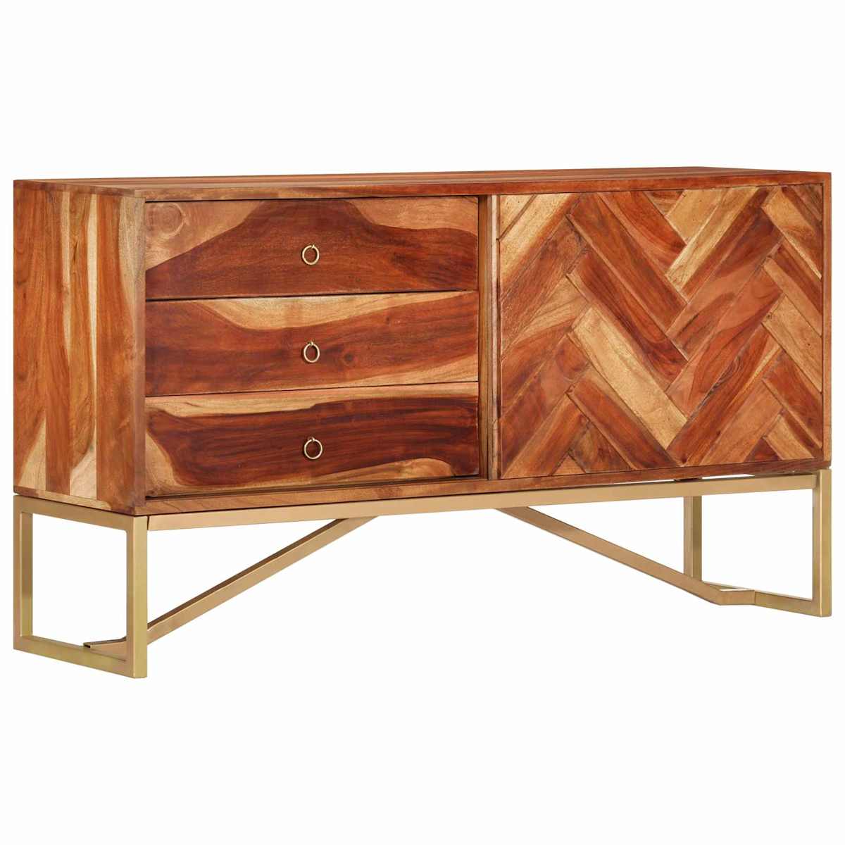 Sideboard HonningBrun 160 x 30 x 80 cm Massivt Akacietræ
