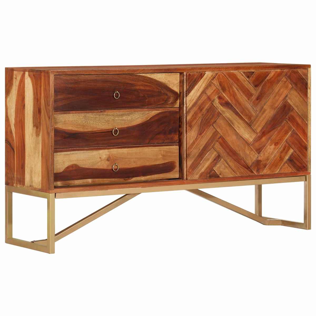 Sideboard HonningBrun 160 x 30 x 80 cm Massivt Akacietræ - Billede 2