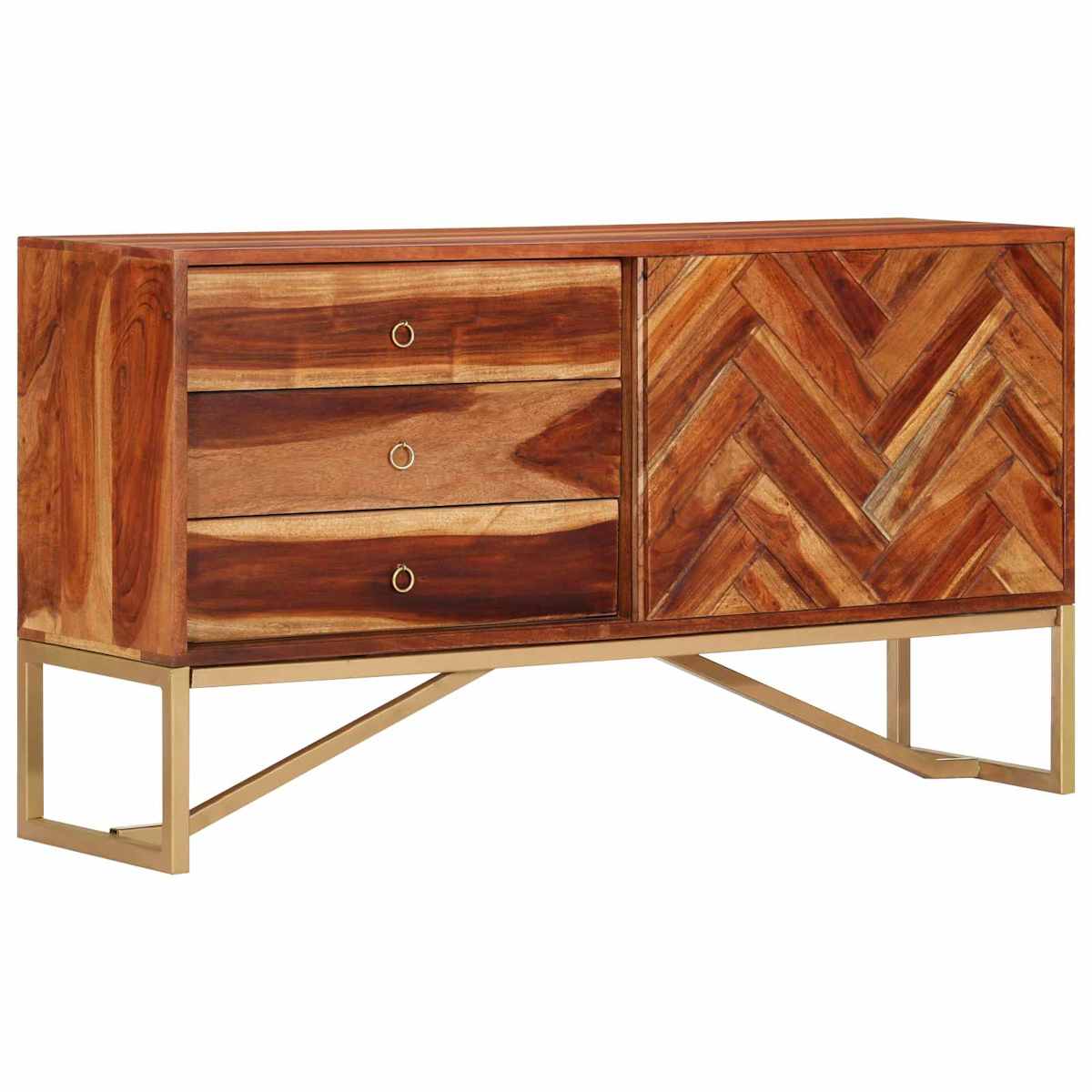 Sideboard HonningBrun 160 x 30 x 80 cm Massivt Akacietræ - Billede 3