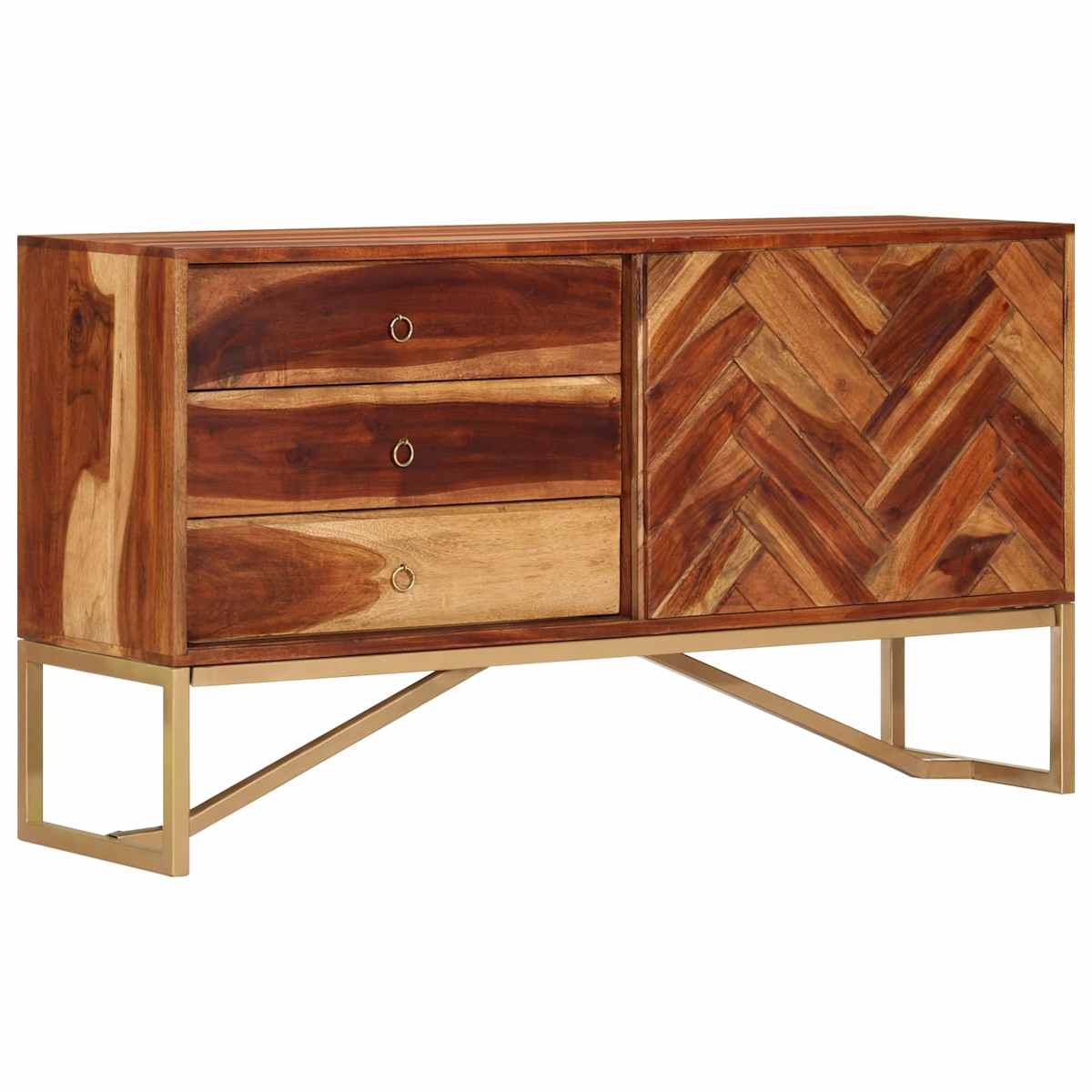 Sideboard HonningBrun 160 x 30 x 80 cm Massivt Akacietræ - Billede 4
