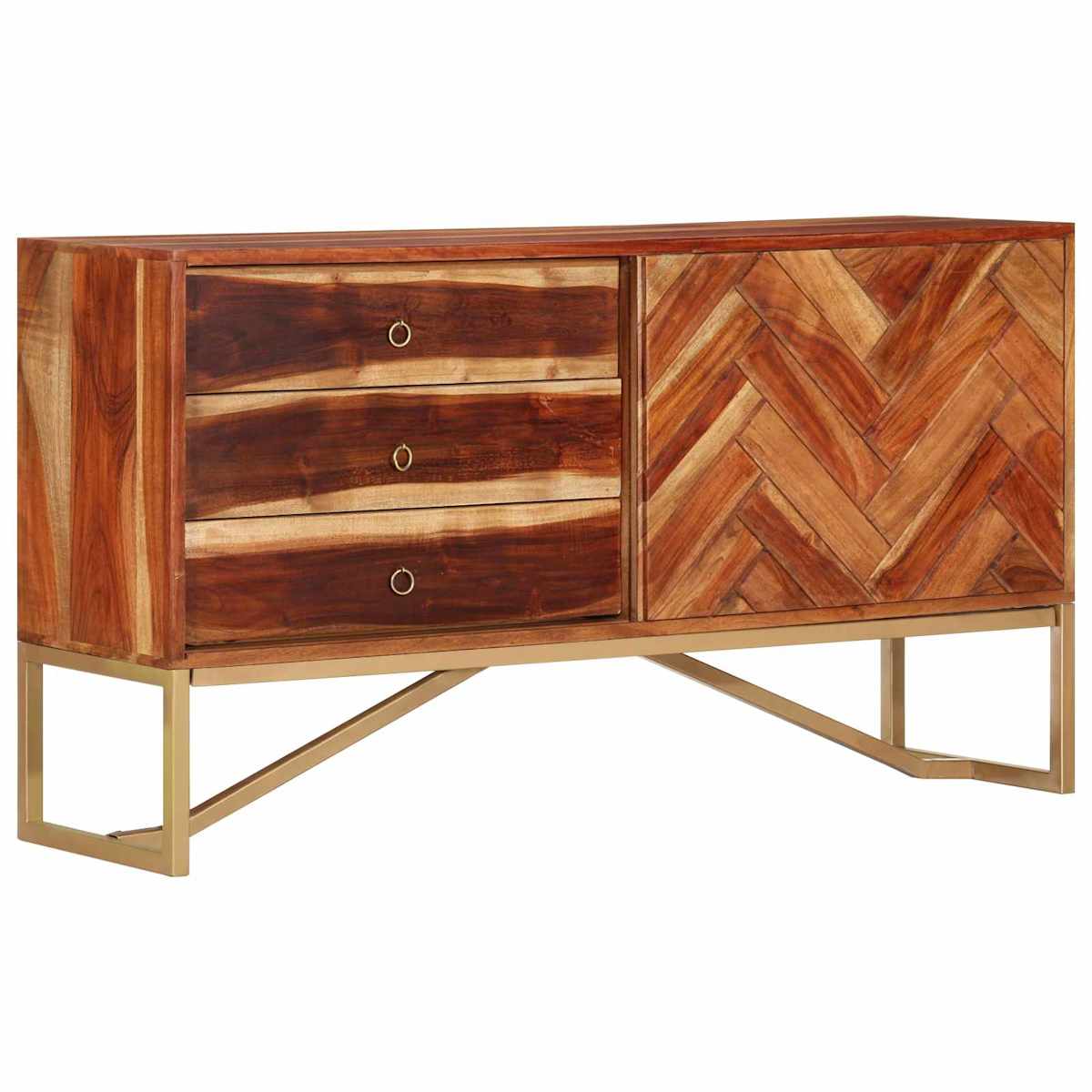 Sideboard HonningBrun 160 x 30 x 80 cm Massivt Akacietræ - Billede 5