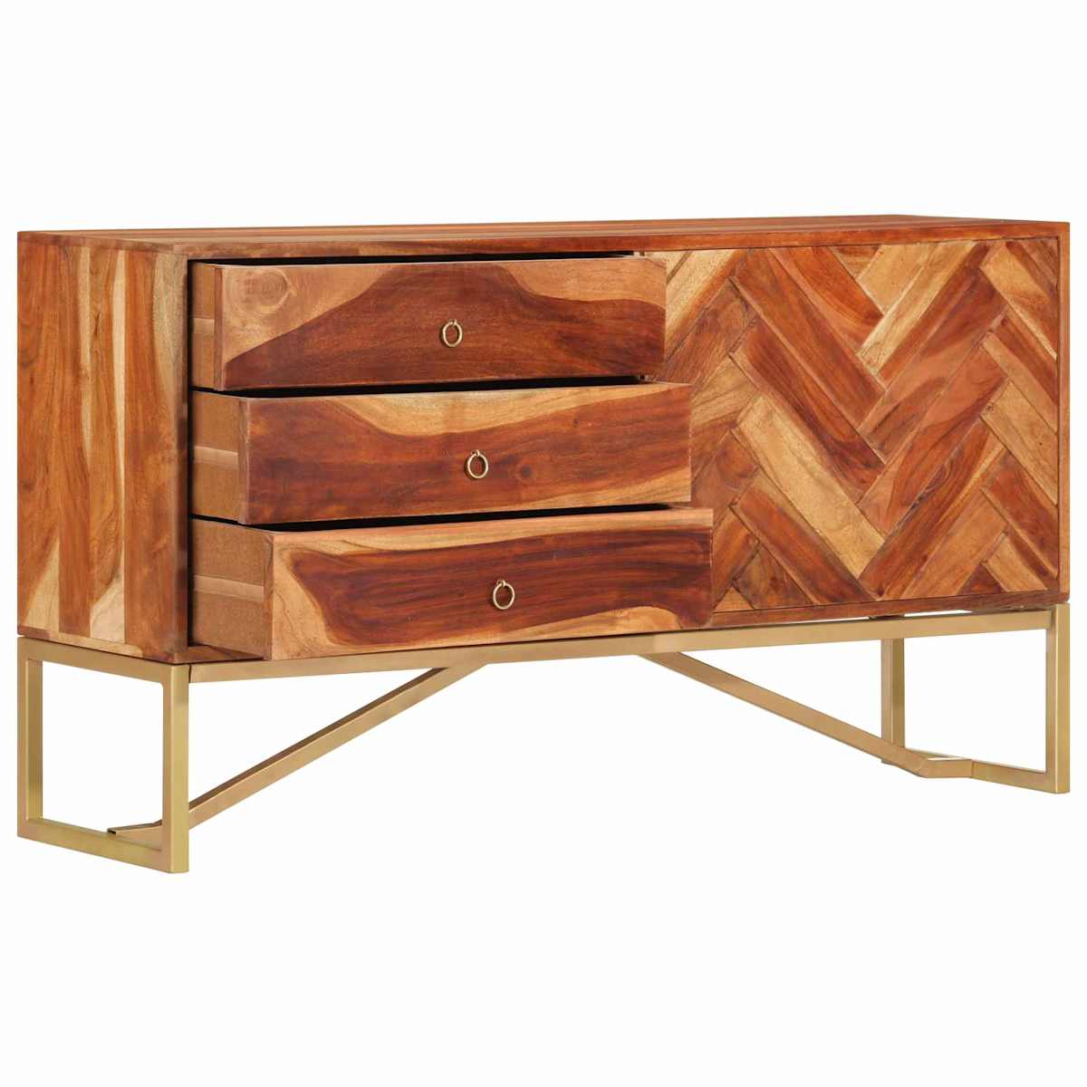 Sideboard HonningBrun 160 x 30 x 80 cm Massivt Akacietræ - Billede 6