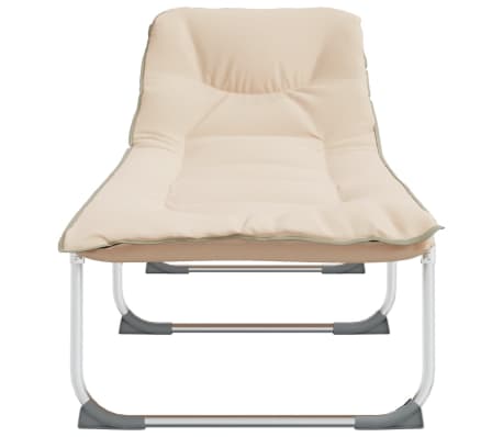 vidaXL Șezlong pliabil, bej, material textil