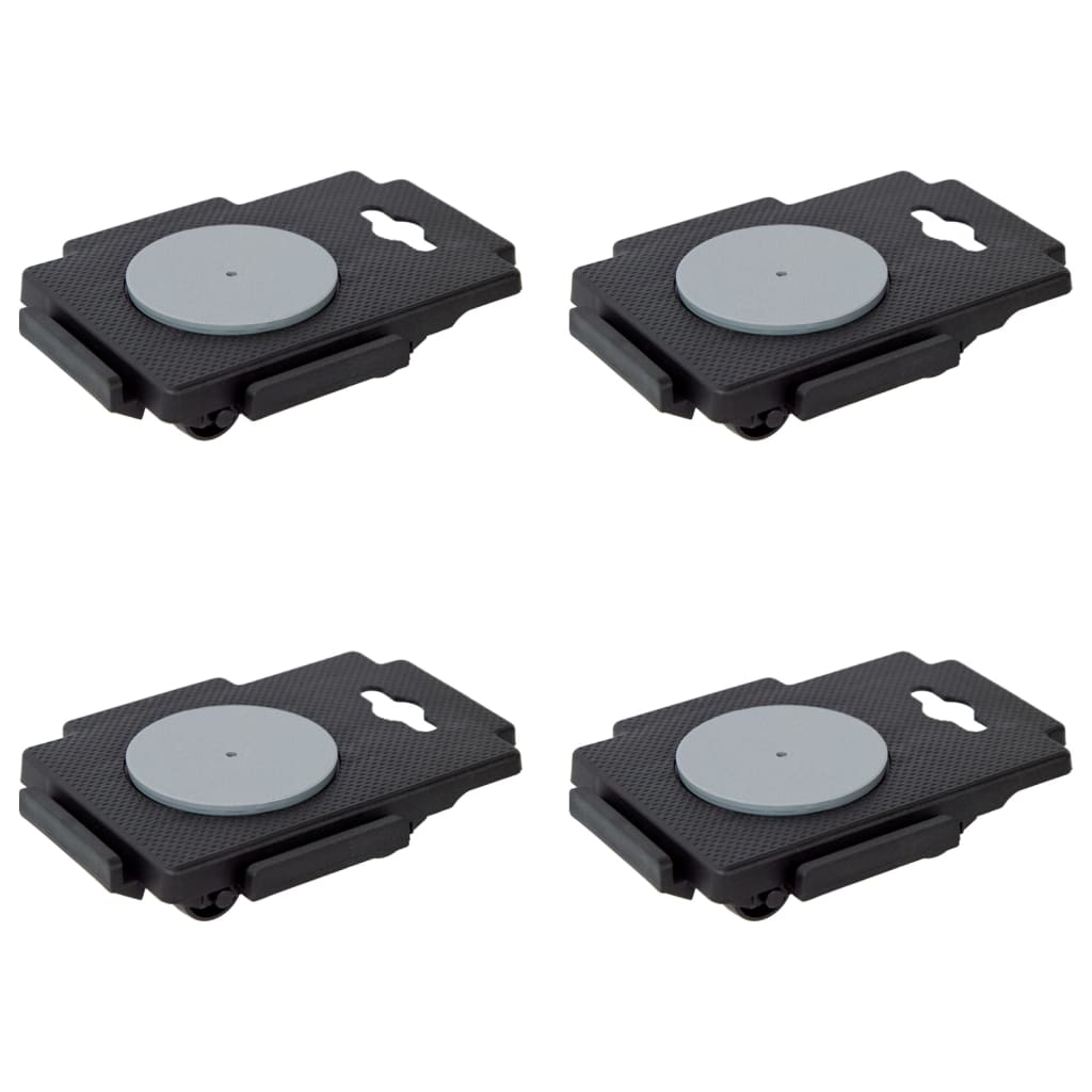 VidaXL Chariots De Déménagement à 8 Roues 4 Pcs Noir PP 150 Kg