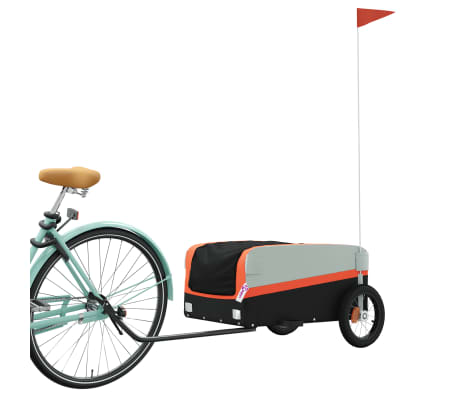 vidaXL Bike Trailer Black and Orange 30 kg Iron
