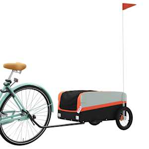 vidaXL Bike Trailer Black and Orange 30 kg Iron