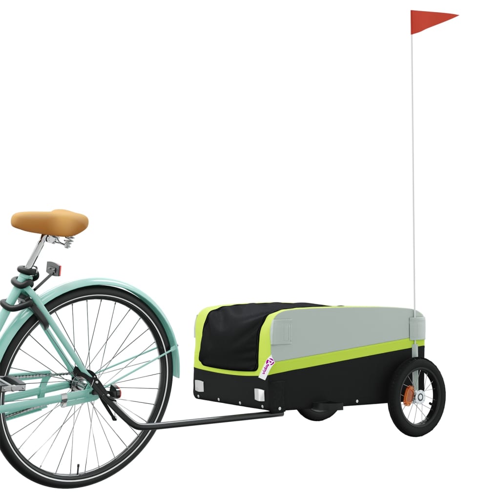 vidaXL Fietstrailer 30 kg ijzer zwart en groen afbeelding