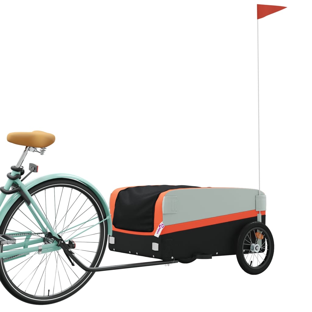 vidaXL Remorcă pentru biciclete, negru și portocaliu, 45 kg, fier