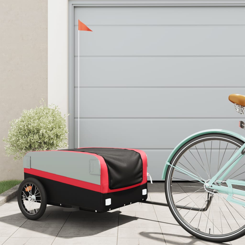 vidaXL Remorcă pentru biciclete, negru și roșu, 45 kg, fier