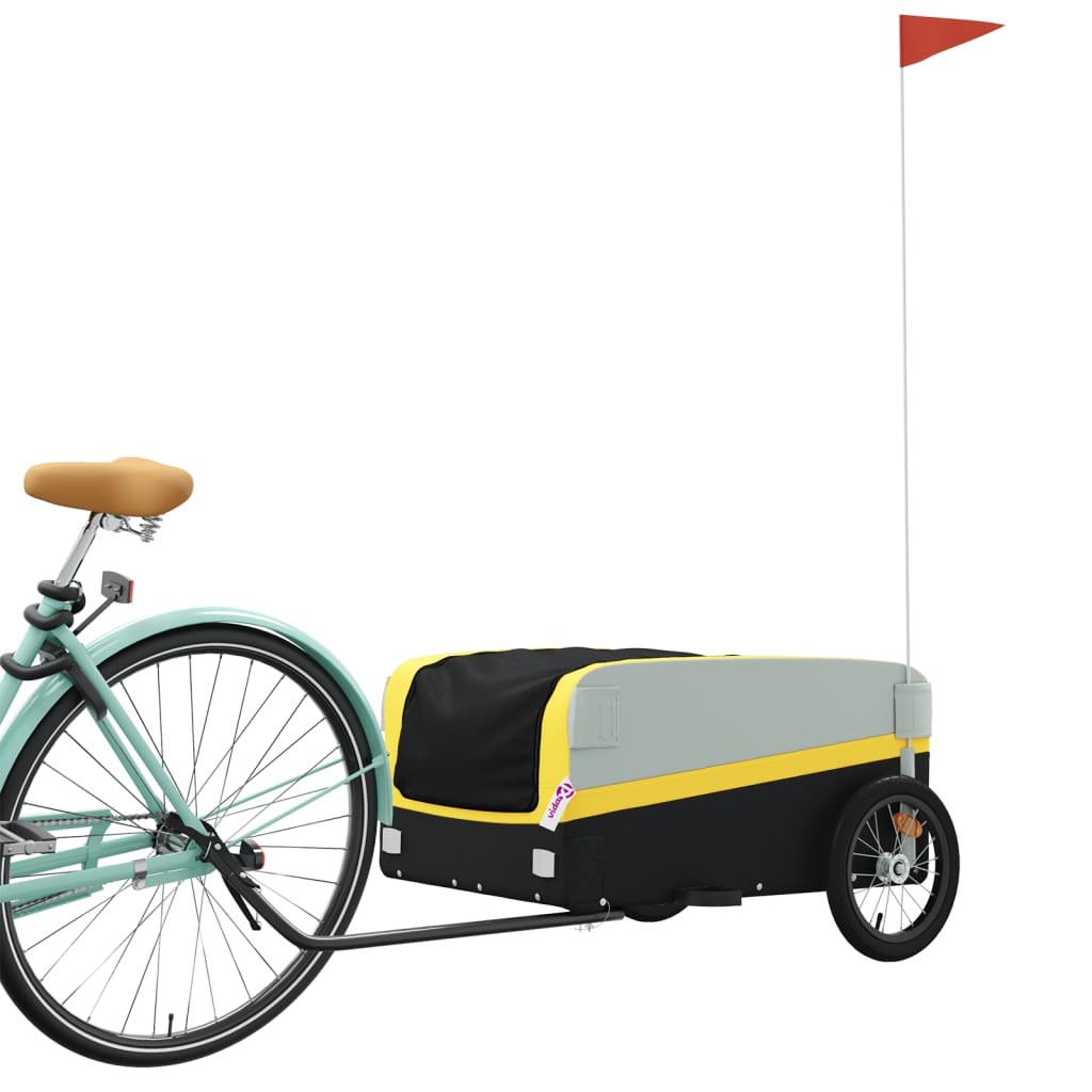 vidaXL Fietstrailer 45 kg ijzer zwart en geel afbeelding