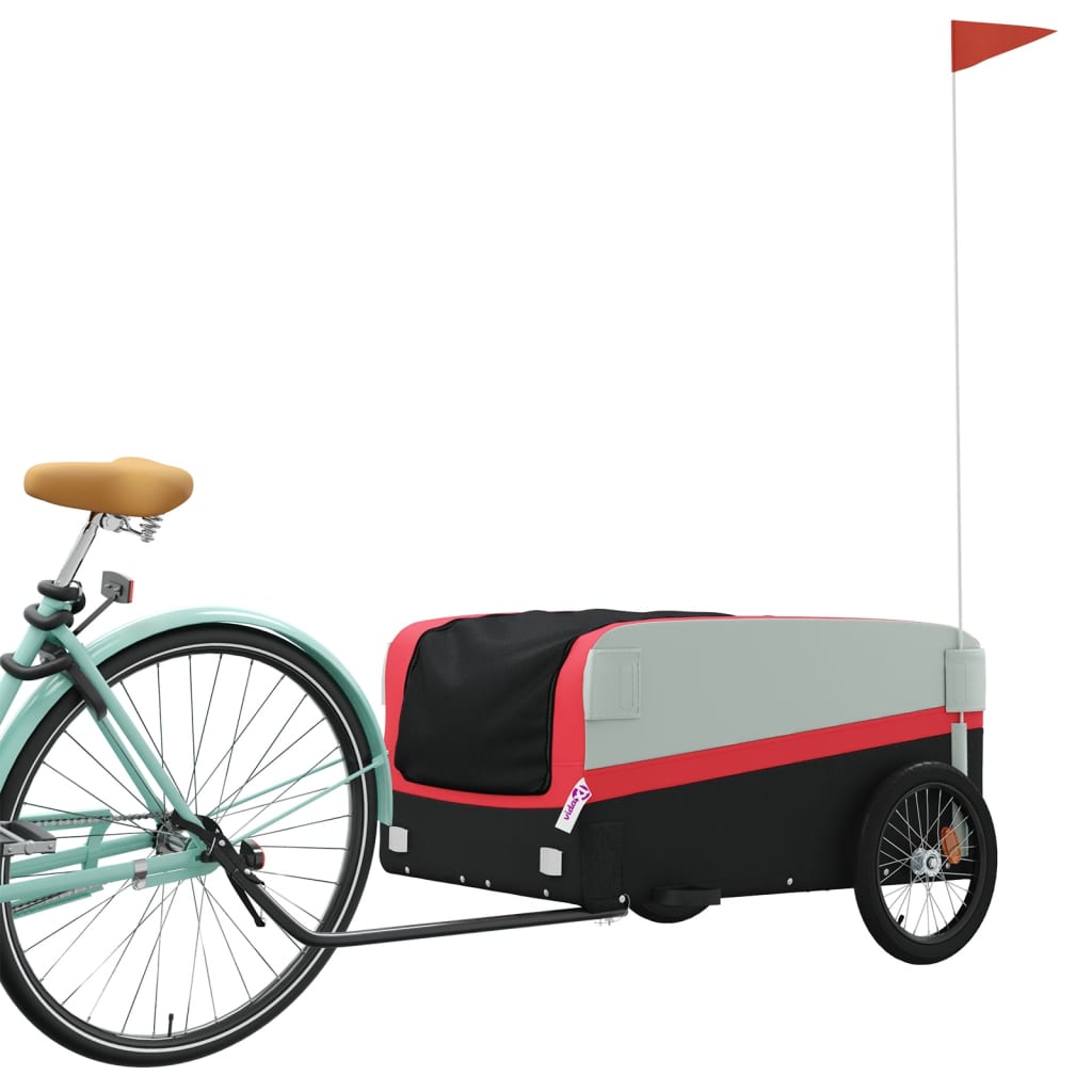 vidaXL Fietstrailer 45 kg ijzer zwart en rood afbeelding