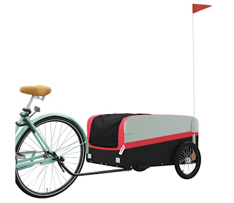 vidaXL Fietstrailer 45 kg ijzer zwart en rood