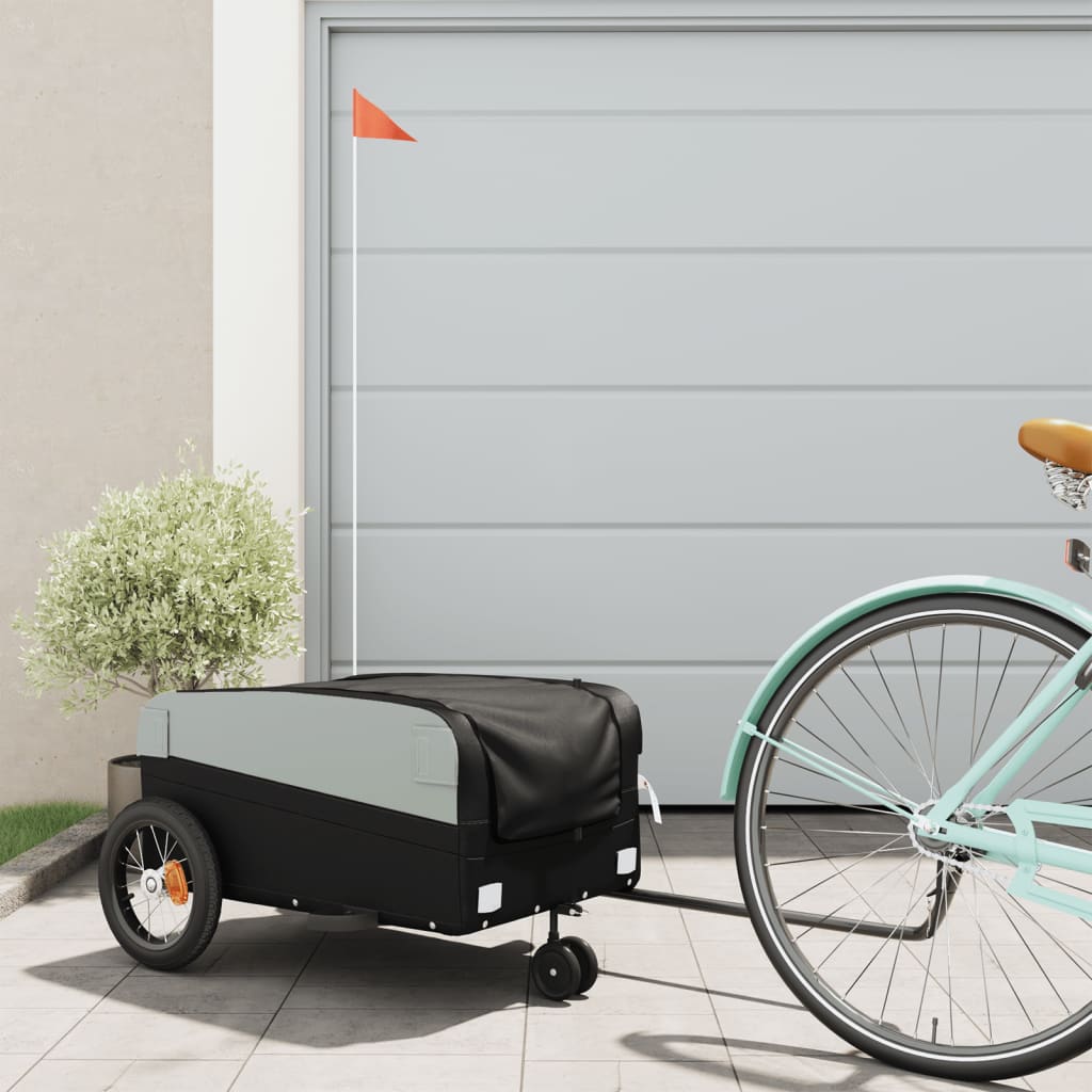 vidaXL Remorcă pentru biciclete, negru, 30 kg, fier