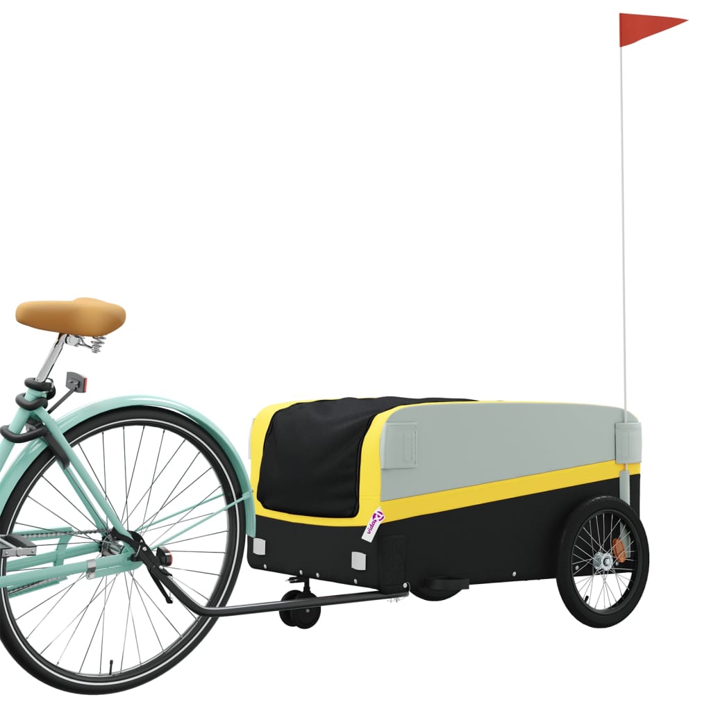 vidaXL Remorcă pentru biciclete, negru și galben, 45 kg, fier