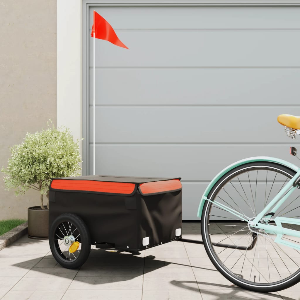 vidaXL Remorcă de marfă pentru biciclete negru&portocaliu 30 kg fier