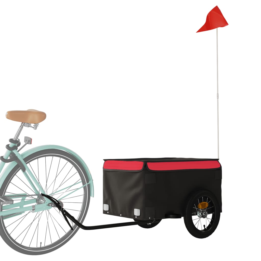 vidaXL fekete-piros vas kerékpár-utánfutó 30 kg