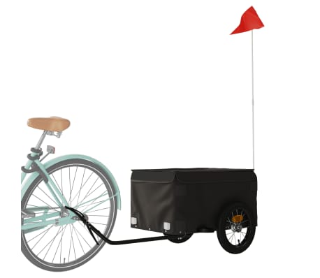 vidaXL Remorque de v&eacute;lo noir 30 kg fer
