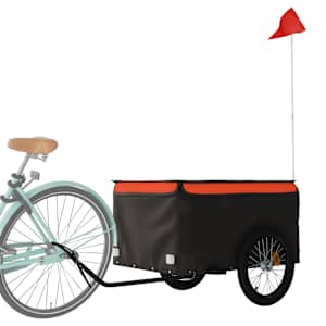 Vozík za kolo černý a oranžový 45 kg železo - obrázek 3