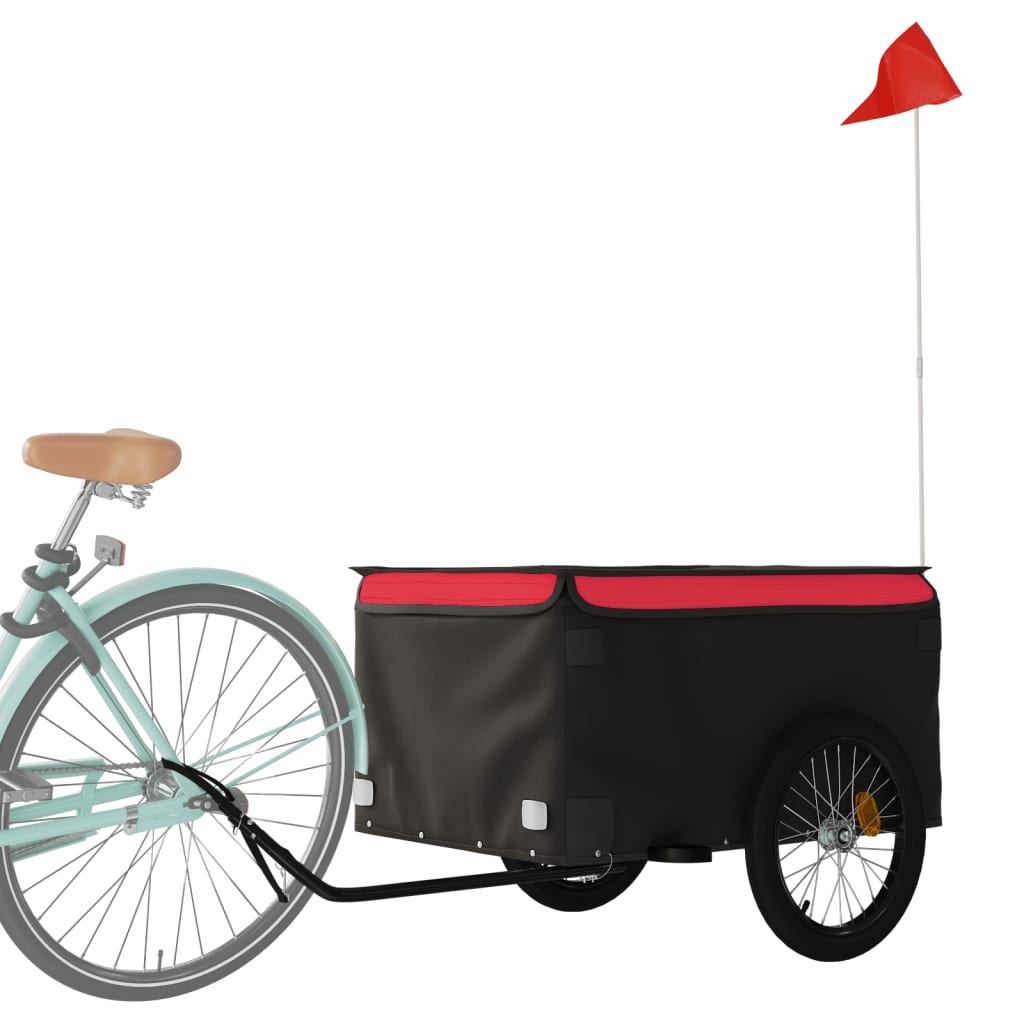 vidaXL Fietstrailer 45 kg ijzer zwart en rood afbeelding