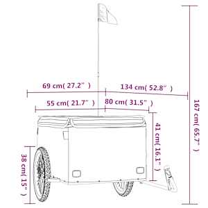 Vozík za kolo černý a červený 45 kg železo - obrázek 13