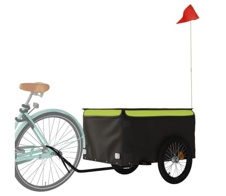 vidaXL Bike Trailer Black and Green 45 kg Iron