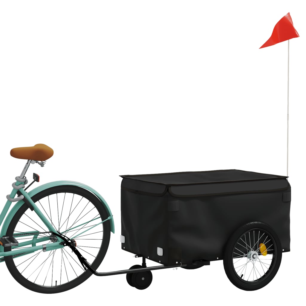 vidaXL Fietstrailer 30 kg ijzer zwart afbeelding