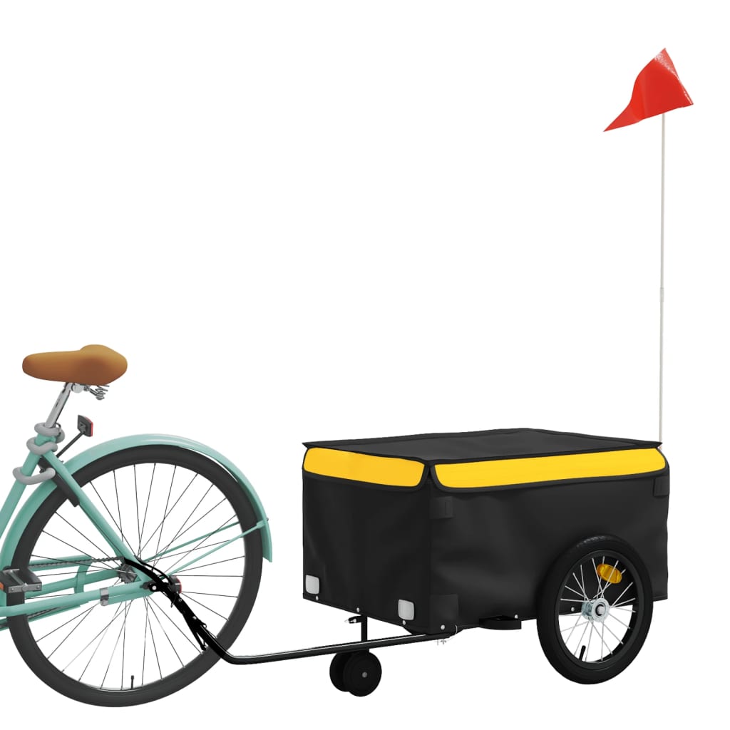 vidaXL Remorcă pentru biciclete, negru și galben, 45 kg, fier