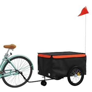 Vozík za kolo černý a oranžový 45 kg železo - obrázek 3