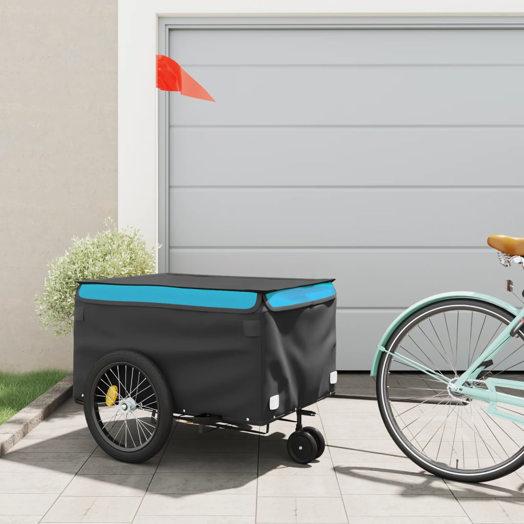 vidaXL Remorcă pentru biciclete, negru și albastru, 45 kg, fier