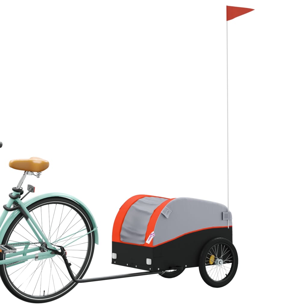 vidaXL Remorcă pentru biciclete negru/portocaliu, 30 kg, fier