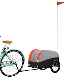 Vozík za kolo černý a oranžový 30 kg železo - obrázek 3