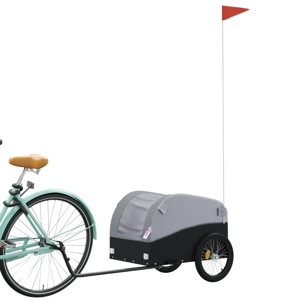 vidaXL Fietstrailer 30 kg ijzer zwart en grijs afbeelding