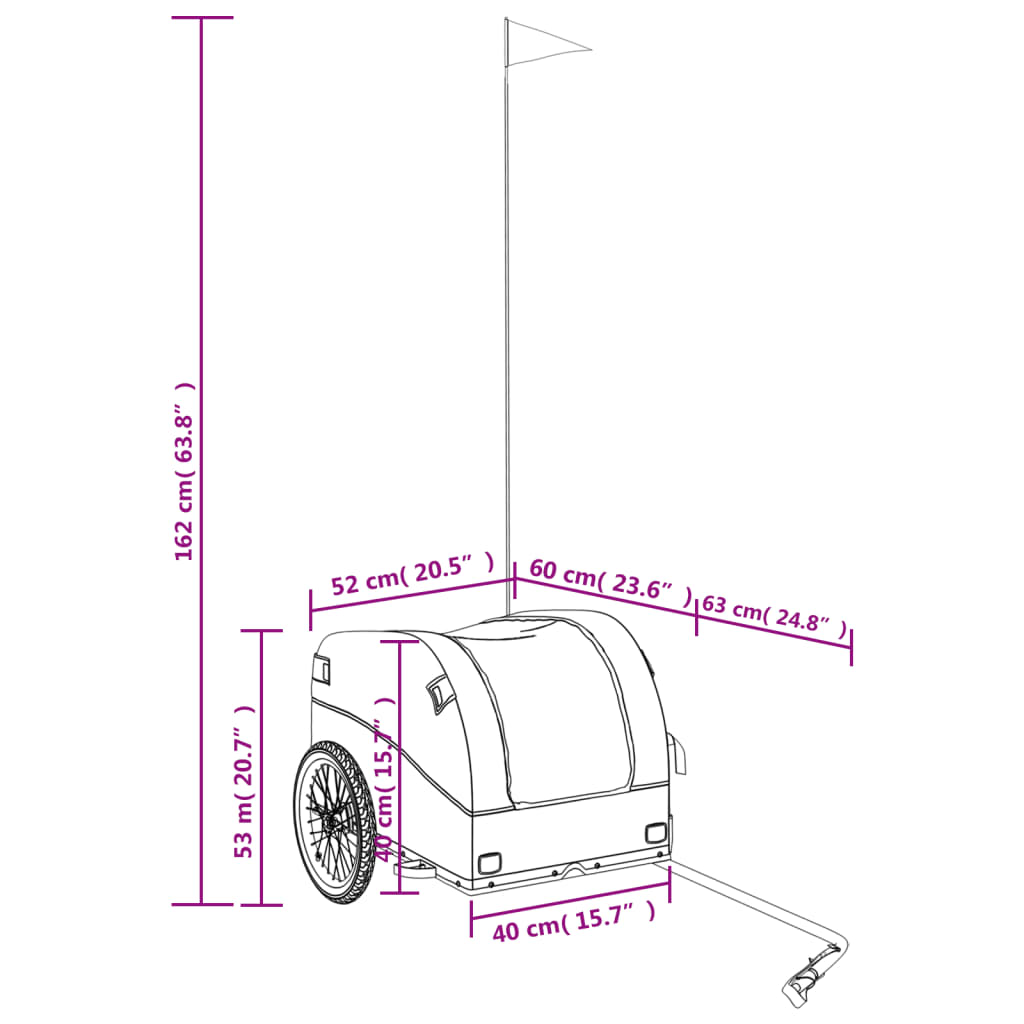 velosipēda piekabe, 30 kg, melna un zaļa, dzelzs