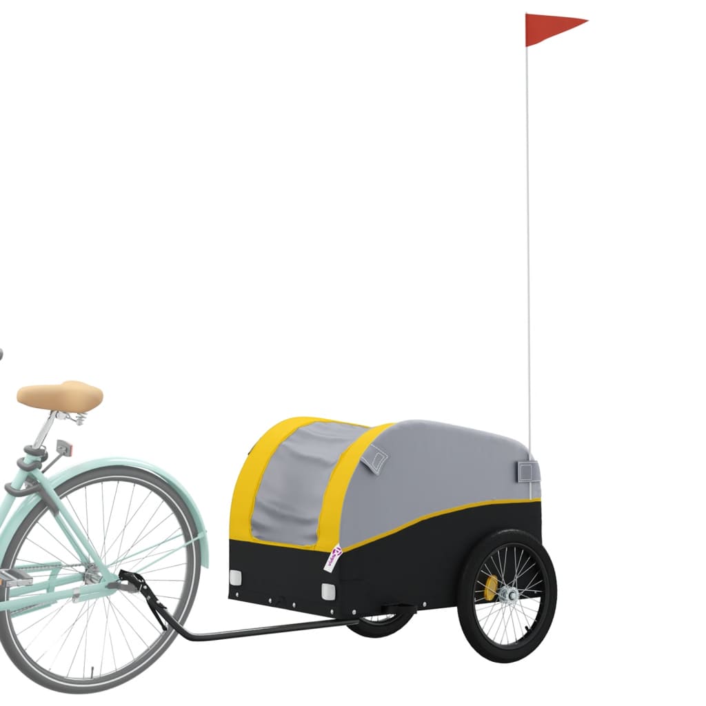 vidaXL Fietstrailer 45 kg ijzer zwart en geel afbeelding