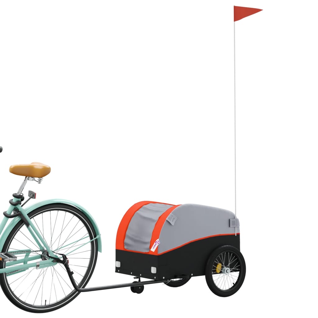 vidaXL Fietstrailer 30 kg ijzer zwart en oranje afbeelding