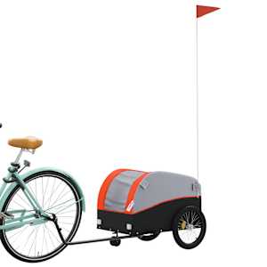 Vozík za kolo černý a oranžový 30 kg železo - obrázek 3
