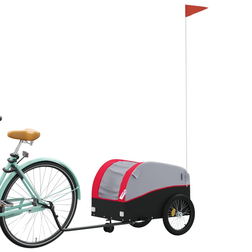 vidaXL Fietstrailer 30 kg ijzer zwart en rood afbeelding