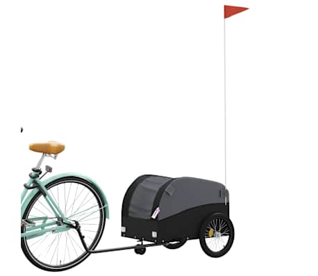 vidaXL Rimorchio da Bici Nero 30 kg in Ferro