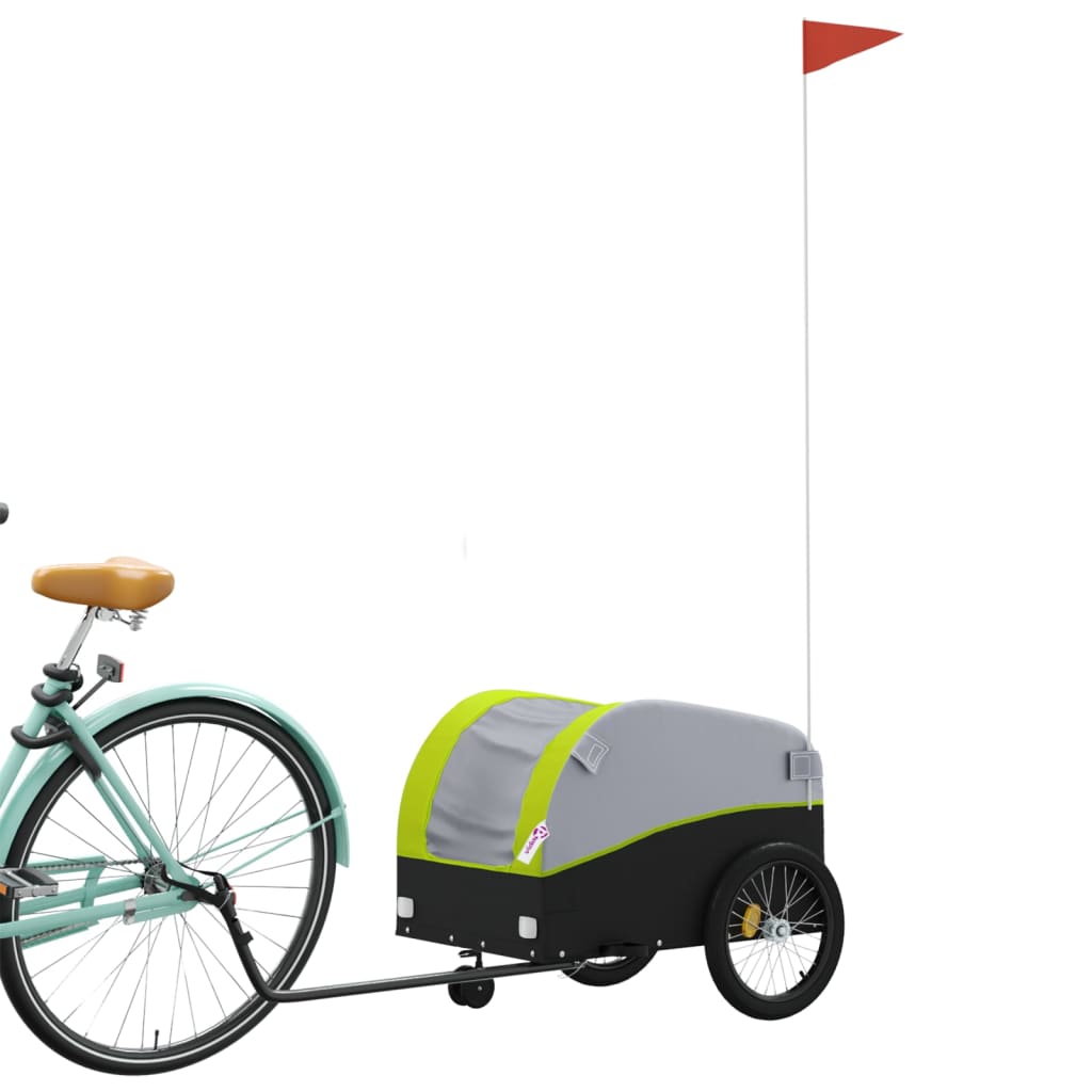 vidaXL Fietstrailer 30 kg ijzer zwart en groen afbeelding