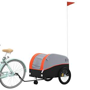 Vozík za kolo černý a oranžový 45 kg železo - obrázek 3