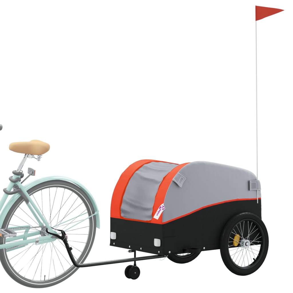 vidaXL Fietstrailer 45 kg ijzer zwart en oranje afbeelding