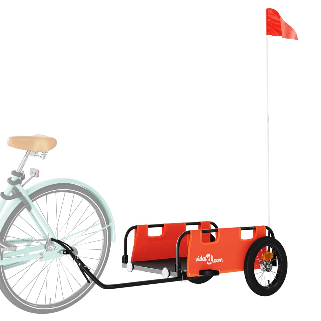 vidaXL Fietstrailer oxford stof en ijzer oranje afbeelding