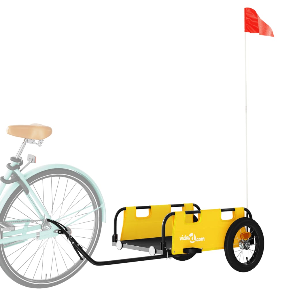 vidaXL Príves na bicykel, žltý, oxfordská látka, železo