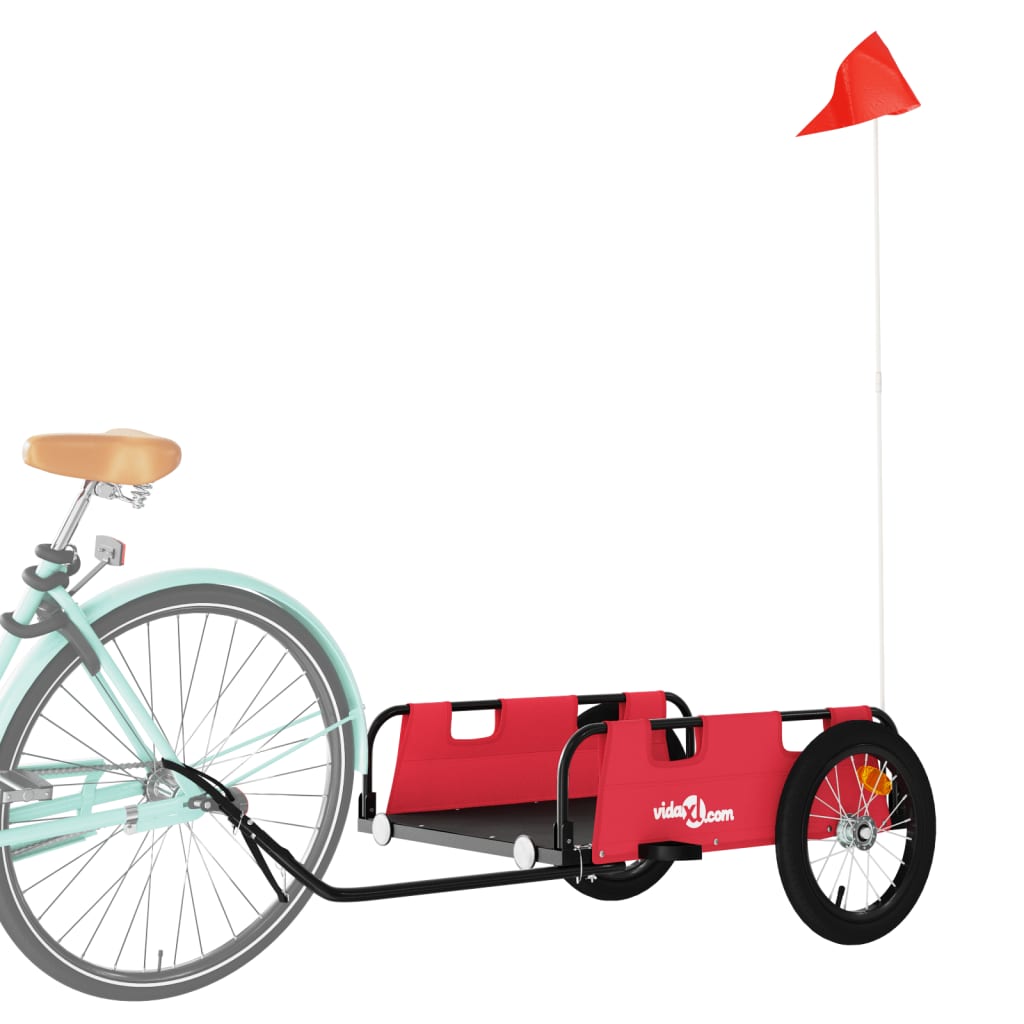 vidaXL Príves na bicykel, červený, oxfordská látka, železo