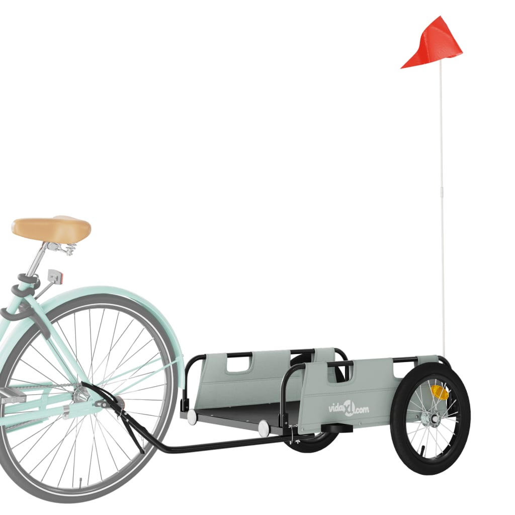 vidaXL Príves na bicykel, sivý, oxfordská látka, železo