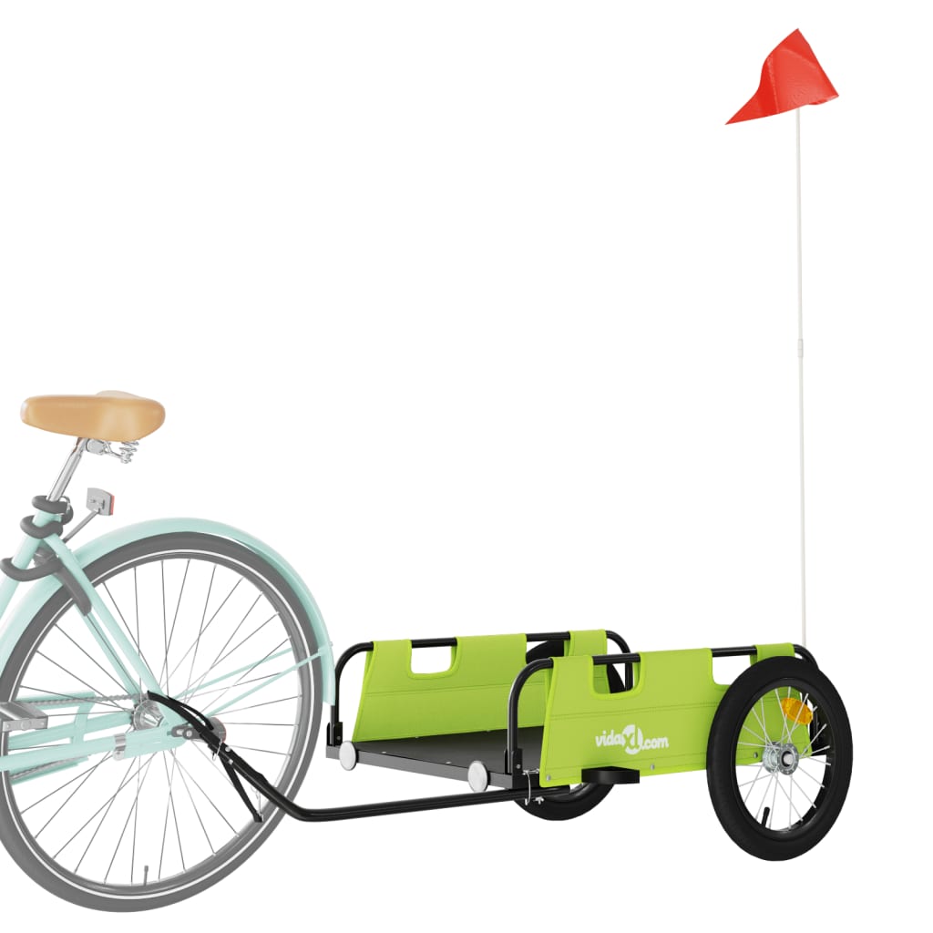 vidaXL Remorcă de bicicletă, verde, textil oxford și fier