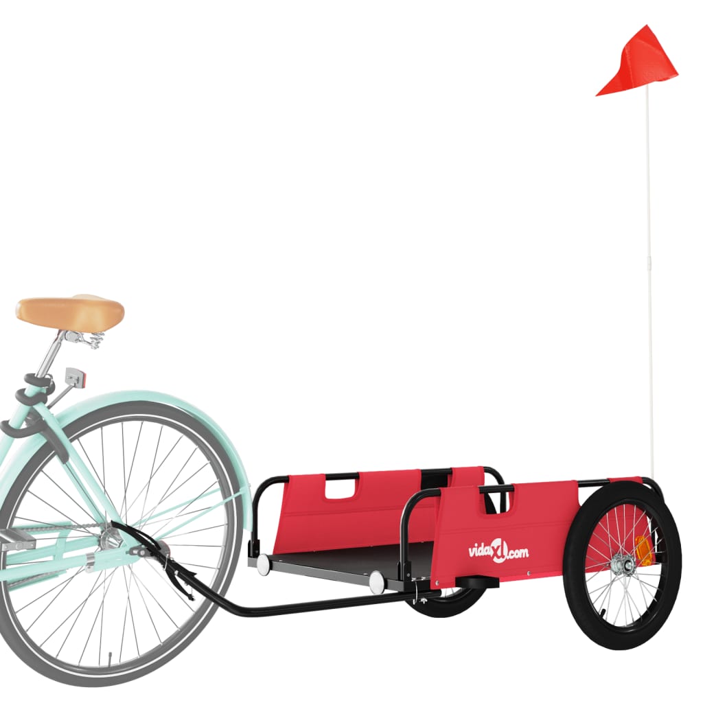 vidaXL Príves na bicykel, červený, oxfordská látka, železo
