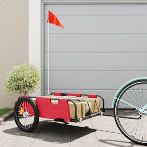 Vozík za kolo červený oxfordská tkanina a železo - obrázek 1